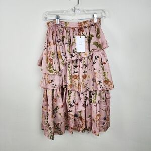 Olivia Rohde Christina Rohde Floral Pink Layered Skirt, Girls 16, Nwt